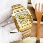 Cartier Santos Skeleton Yellow Gold Watches in Quartz Movement